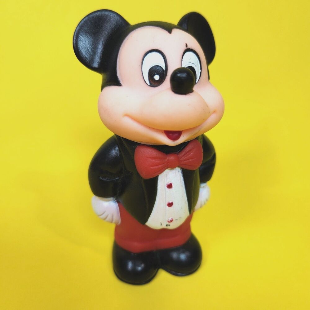 Vintage 1986 Tootsietoy Mickey Mouse Tuxedo Figure 4.25" Disney Vinyl Toy